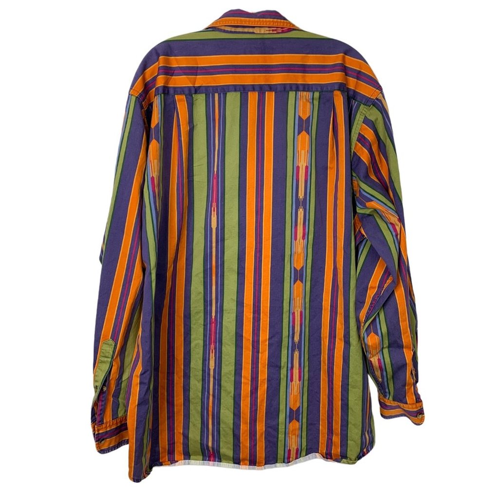 Nautica Vintage Multicolor Button Up Shirt Size XL Stripes Southwestern - Picture 2 of 8